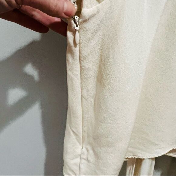 Derek Lam Cream Silk Sleeveless Fringe Tie Blouse Top Size 4 IT 40 - Picture 8 of 13